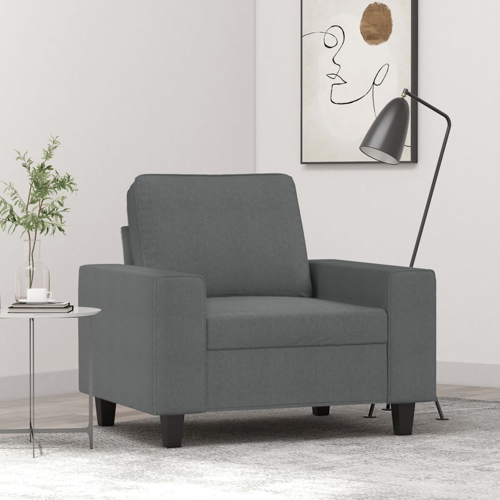 Vetonek Sillón de tela gris oscuro 60 cm