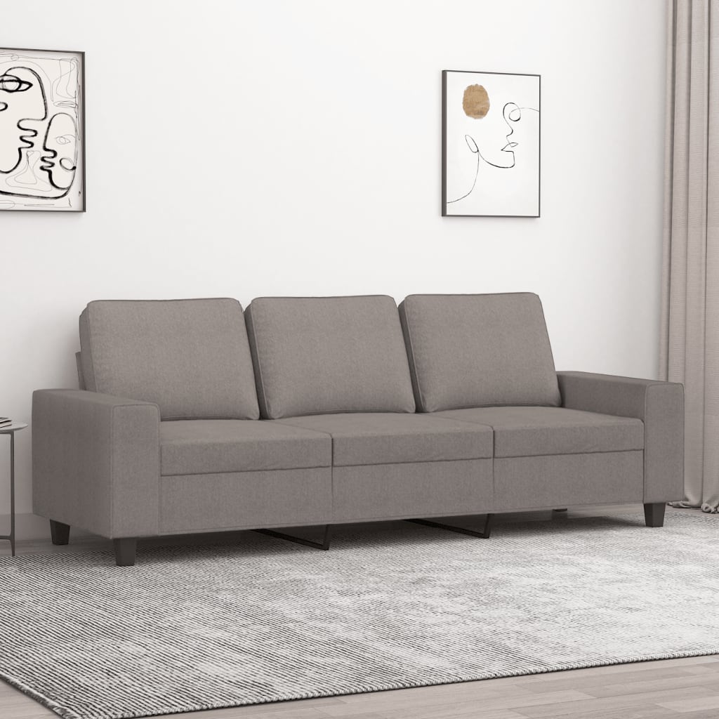 Vetonek Sofá de 3 plazas de tela gris taupe 180 cm