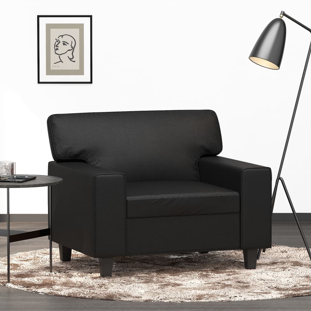 Vetonek Sillón cuero sintético negro 60 cm