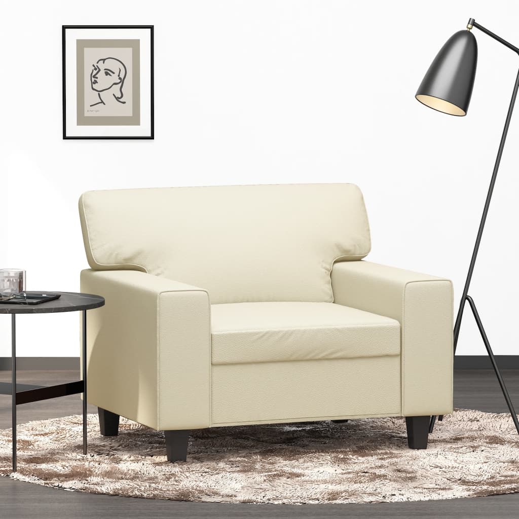 Vetonek Sillón cuero sintético crema 60 cm