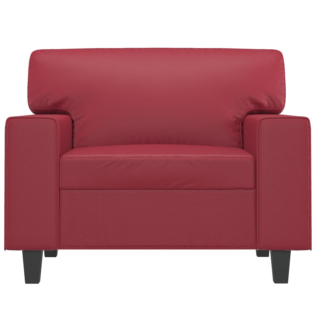 Sillón cuero sintético rojo tinto 60 cm