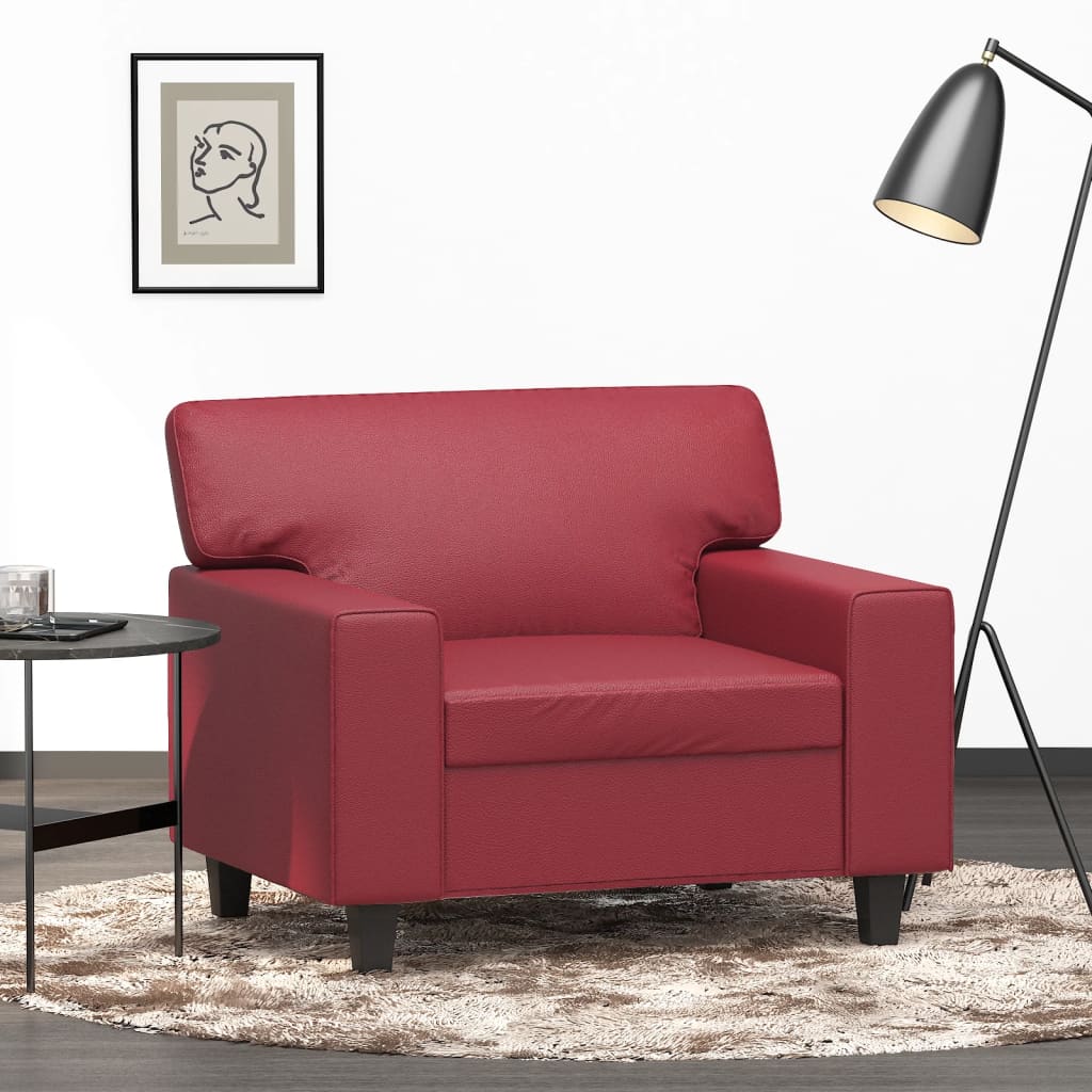 Vetonek Sillón cuero sintético rojo tinto 60 cm