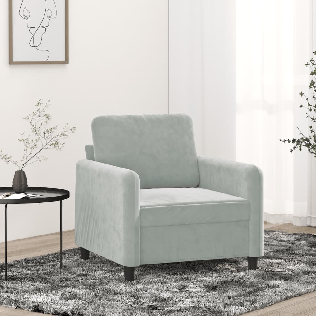 Vetonek Sillón de terciopelo gris claro 60 cm