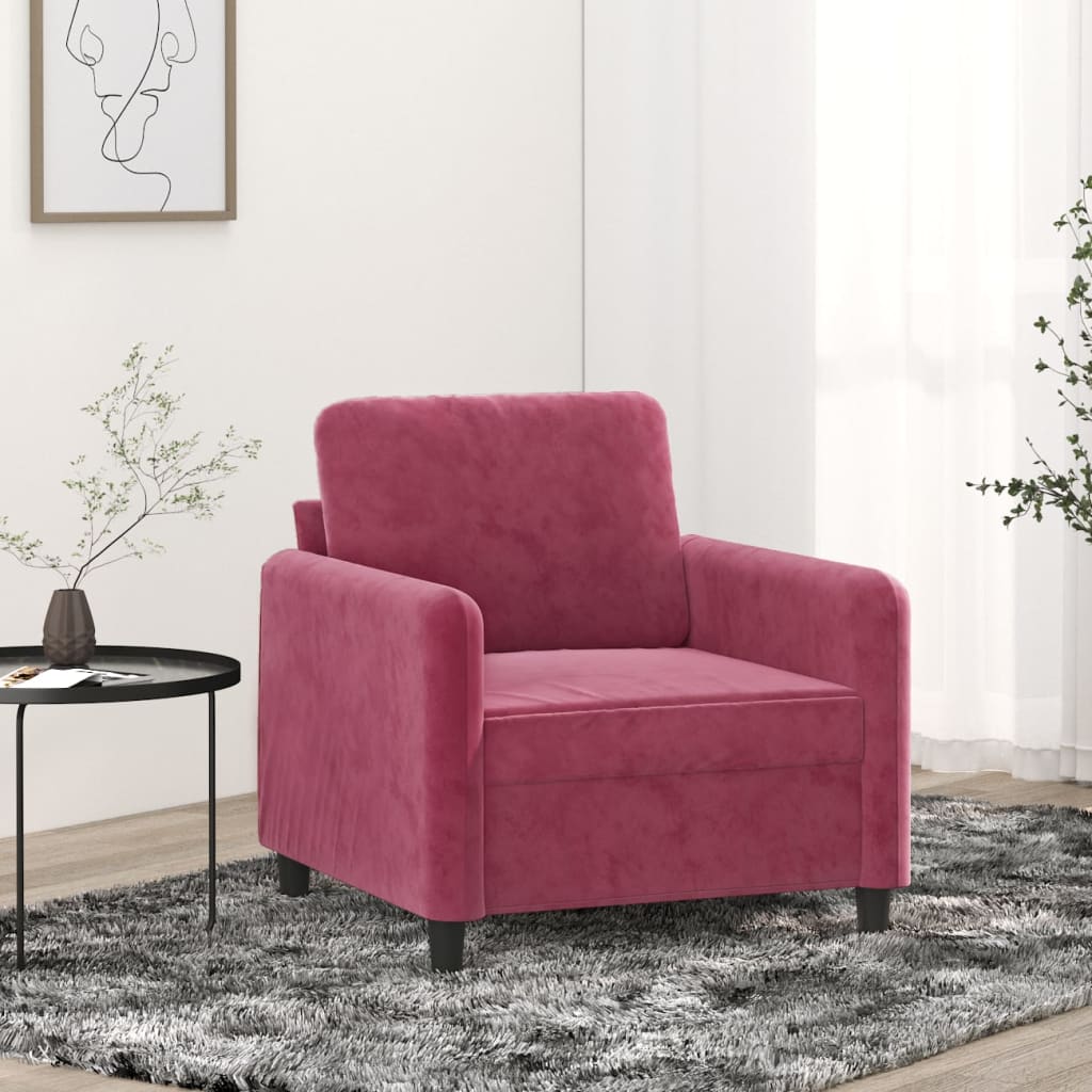 Vetonek Sillón de terciopelo rojo tinto 60 cm