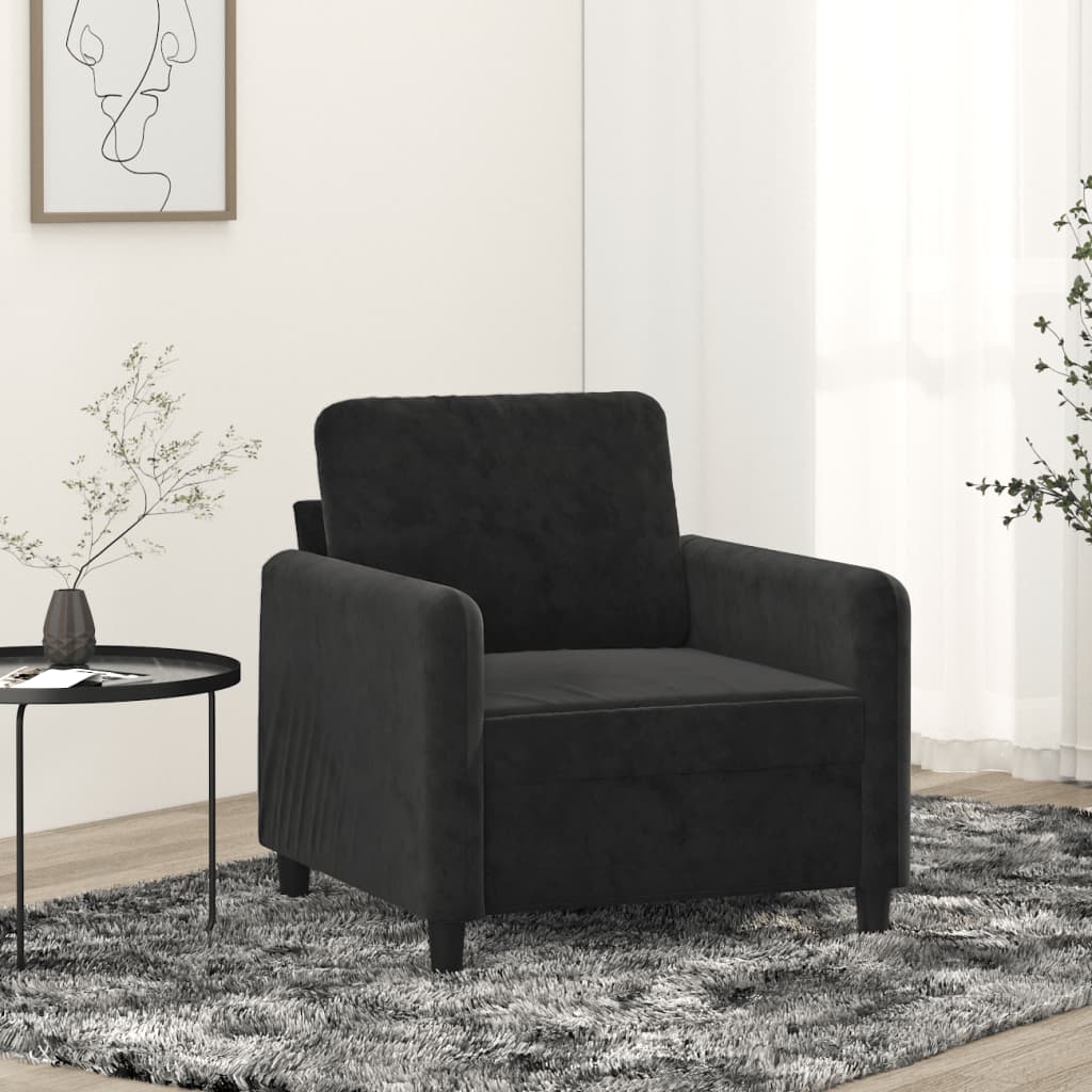 Vetonek Sillón de terciopelo negro 60 cm