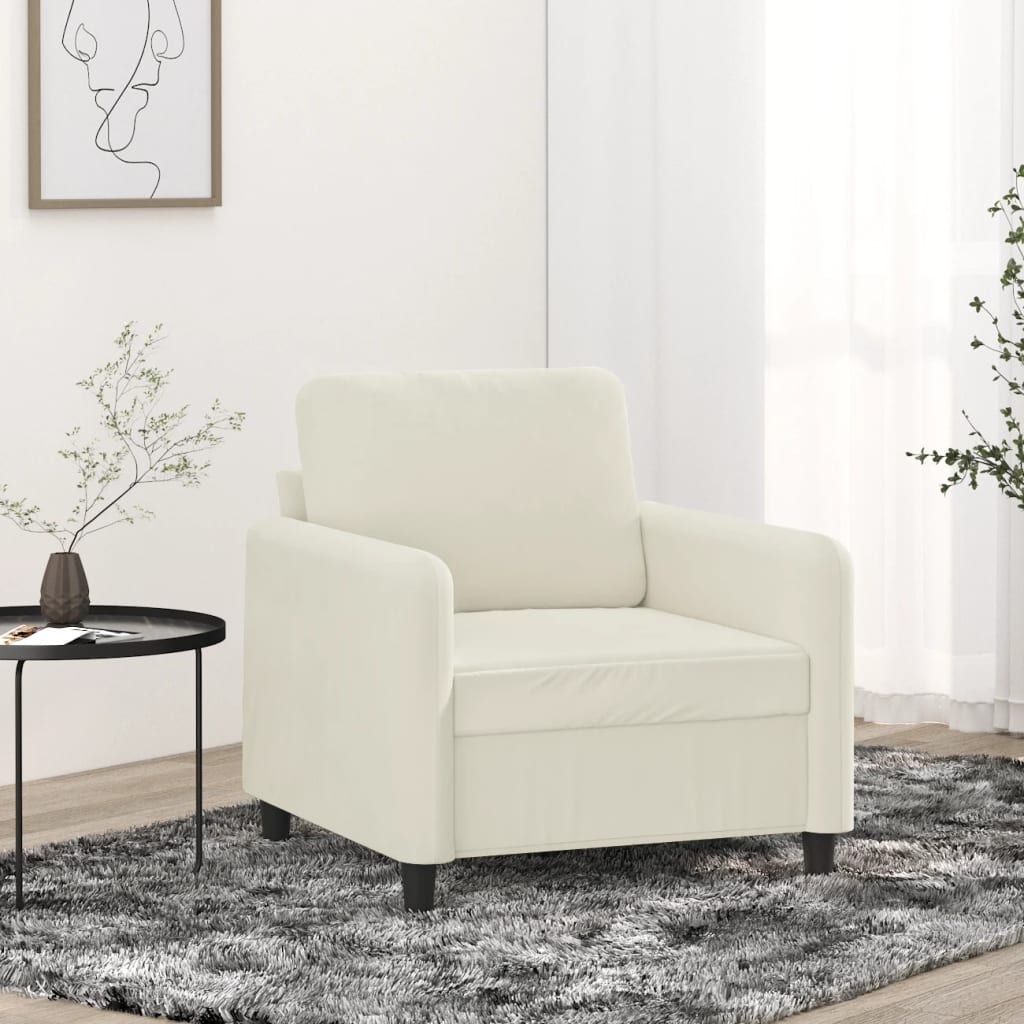 Vetonek Sillón de terciopelo color crema 60 cm