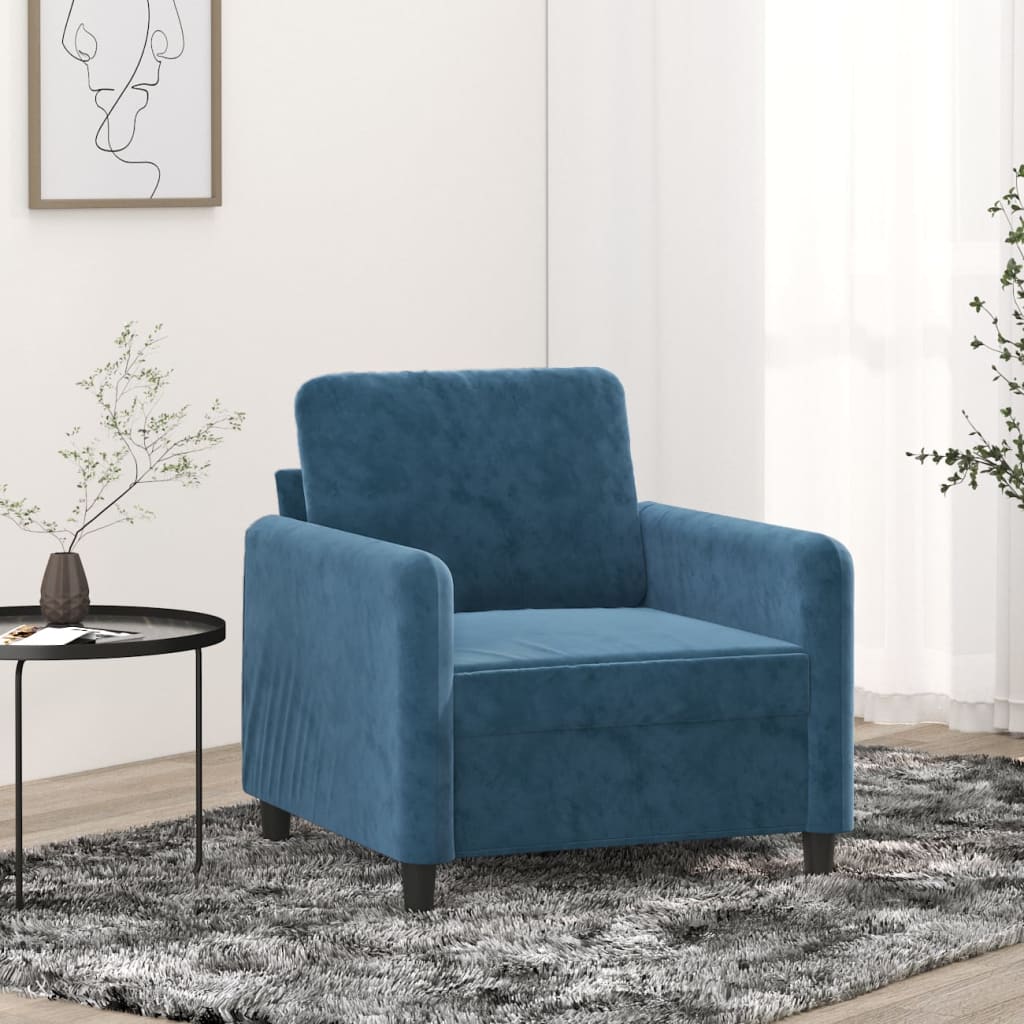 Vetonek Sillón de terciopelo azul 60 cm