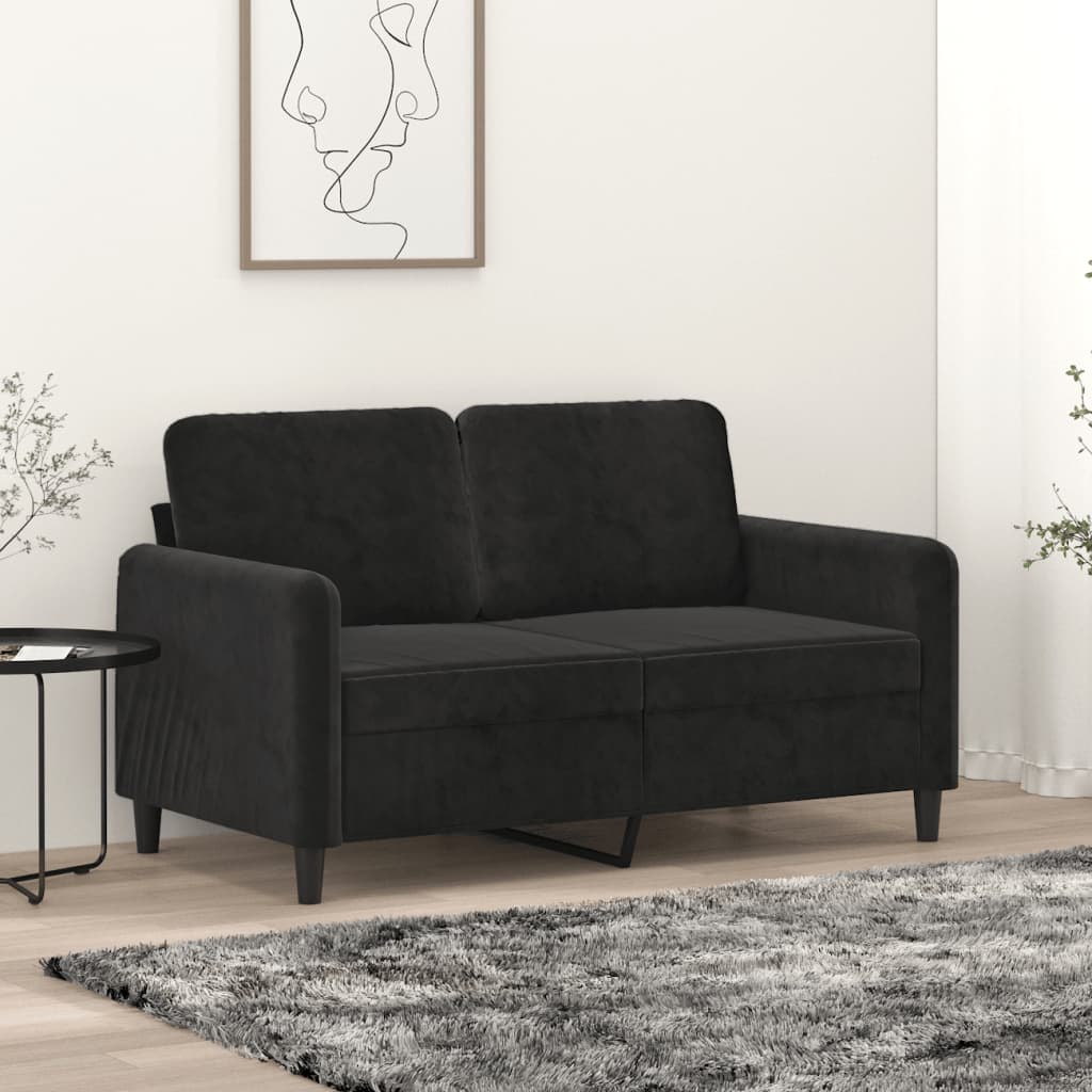 Vetonek Sofá de 2 plazas terciopelo negro 120 cm