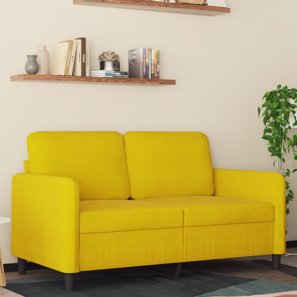 Vetonek Sofá de 2 plazas terciopelo amarillo 120 cm