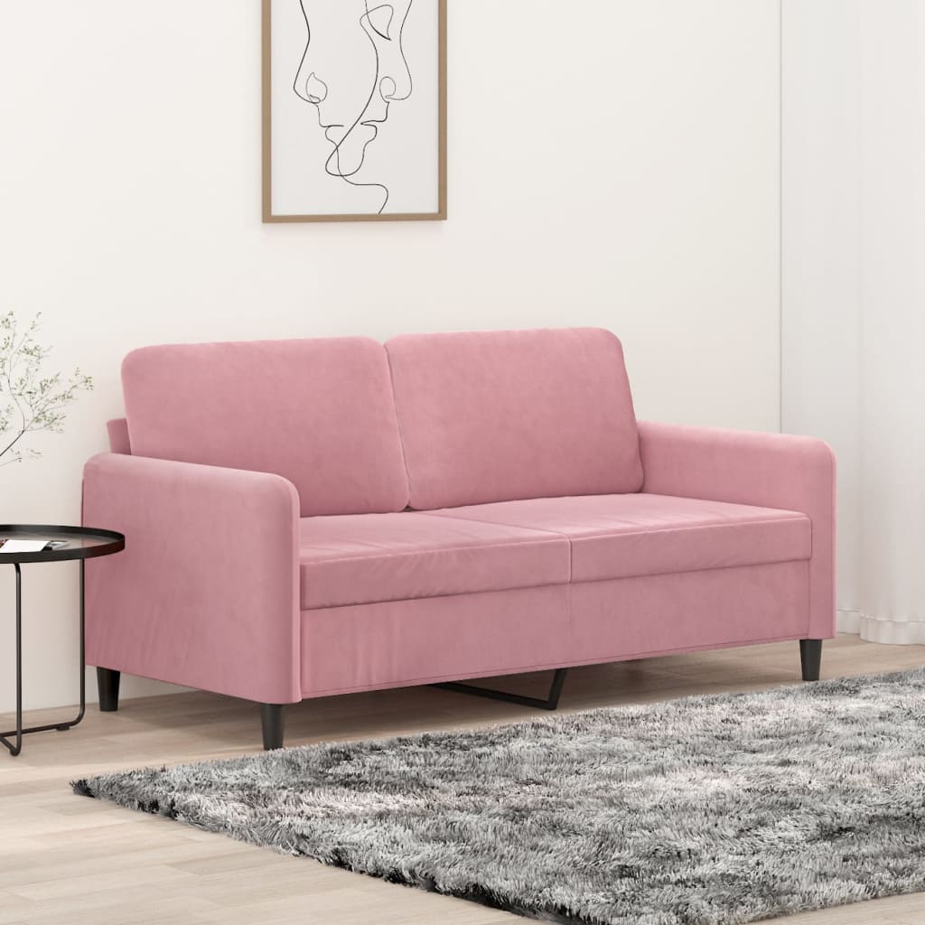 Vetonek Sofá de 2 plazas terciopelo rosa 140 cm