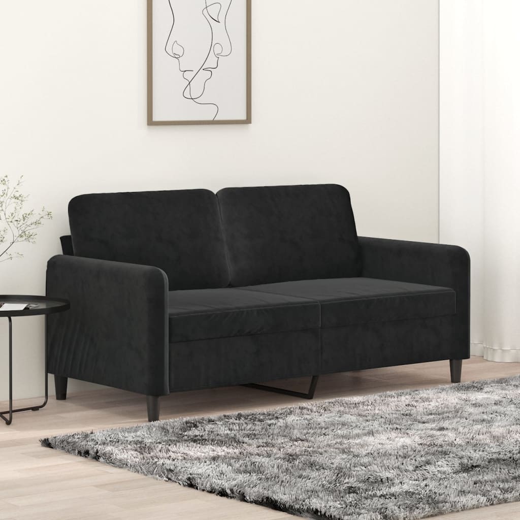 Vetonek Sofá de 2 plazas terciopelo negro 140 cm