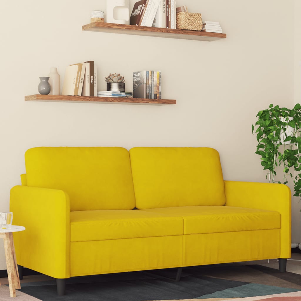 Vetonek Sofá de 2 plazas terciopelo amarillo 140 cm