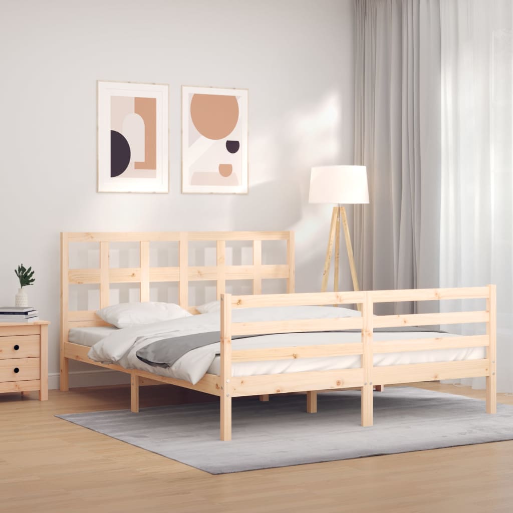 Vetonek Estructura de cama con cabecero madera maciza 160x200 cm