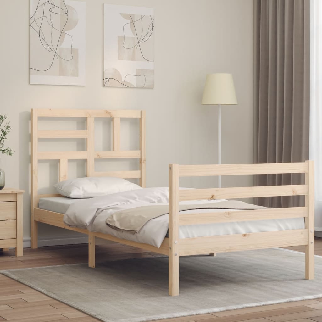 Vetonek Estructura de cama individual con cabecero madera maciza