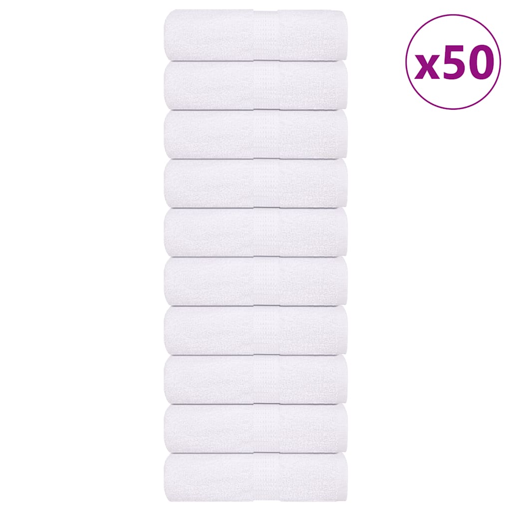 Vetonek Toallitas de baño 50 uds blanco 15x21 cm 360 gsm 100 % algodón