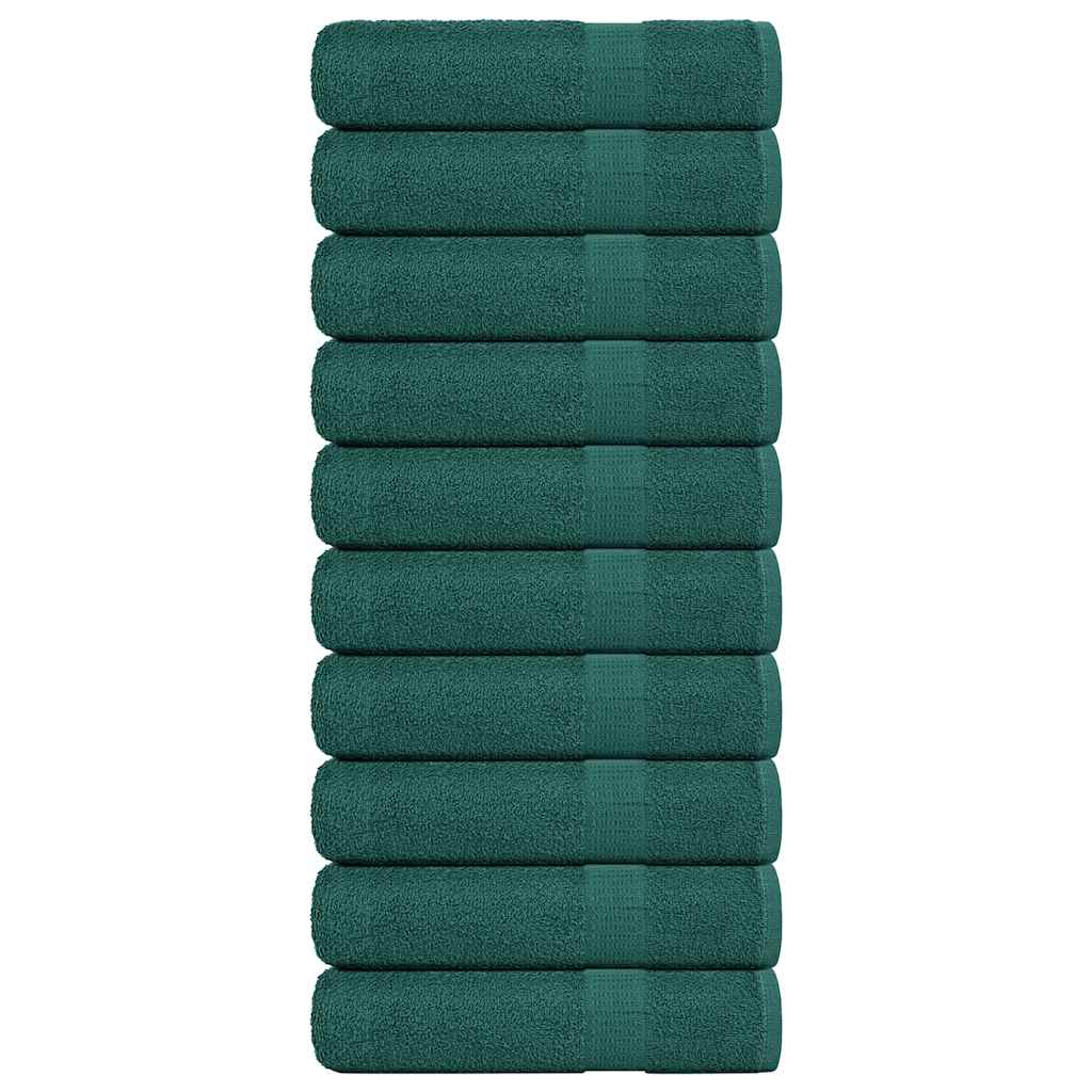 Vetonek Toallas de mano 10 uds 100% algodón verde 50x100 cm 360 gsm