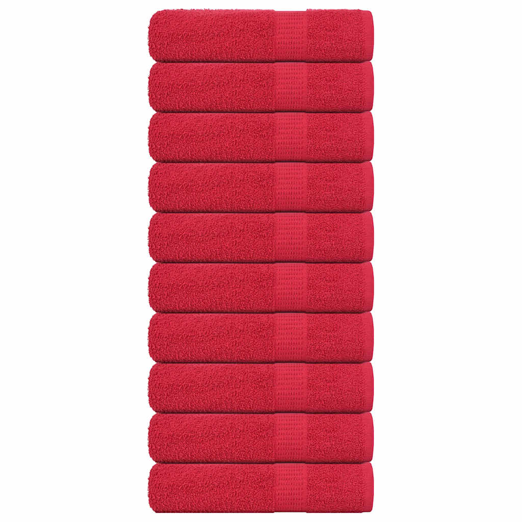 Vetonek Toallas de mano 10 uds rojo 50x100 cm 360 gsm 100% algodón