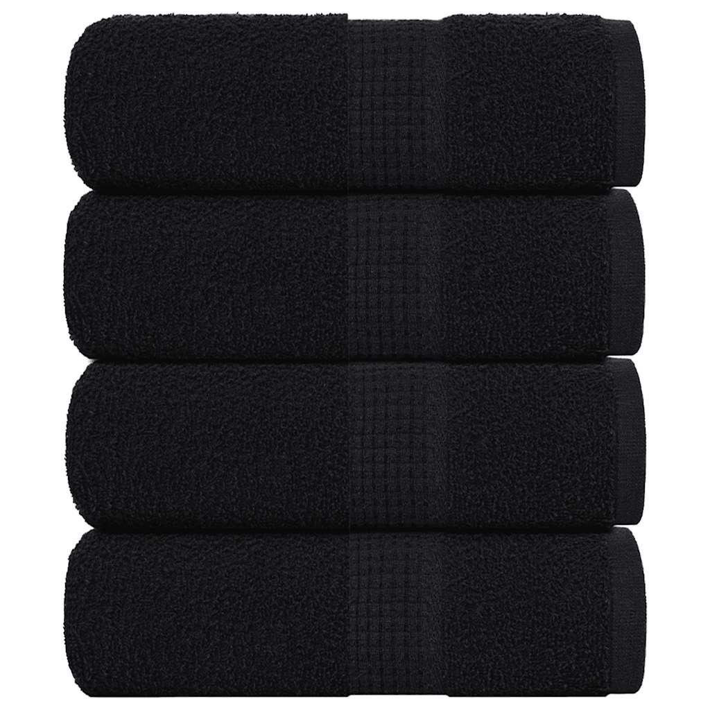 Vetonek Toallas de visita 4 uds negro 30x50 cm 360 gsm 100% algodón