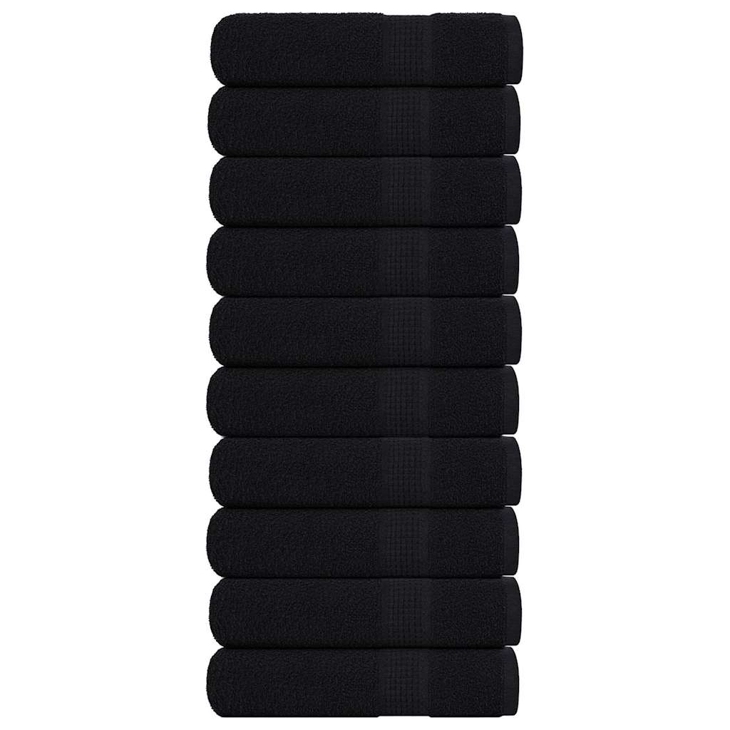 Vetonek Toallas de mano 10 uds negro 50x100cm 360 gsm 100% algodón