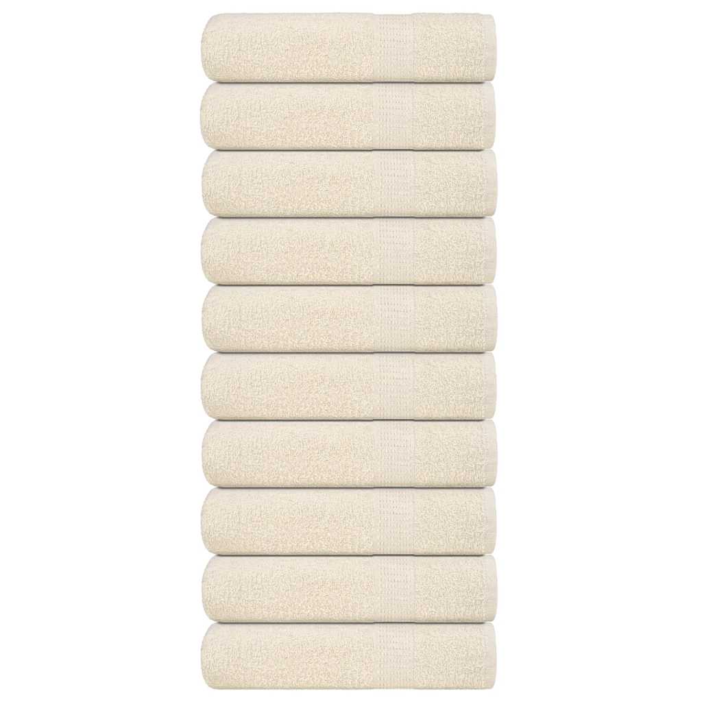 Vetonek Toallas de Mano 10 piezas Crema 50x100 cm 360 g/m² 100% Algodón