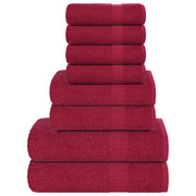 Towel set 8 pieces 100% cotton burgundy 360 gsm v7058 Vetonek