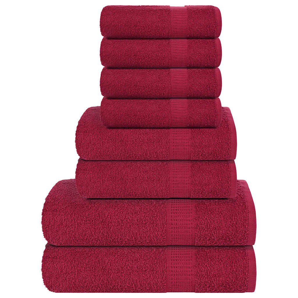 Towel set 8 pieces 100% cotton burgundy 360 gsm v7058 Vetonek