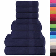 Vetonek Towel set 8 pieces 100% cotton navy blue 360 gsm