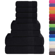 Vetonek Towel set 8 pieces 100% cotton black 360 gsm