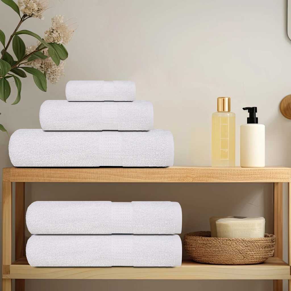 Towel set 6 pieces 100% white cotton 360 gsm v7195 - Vetonek