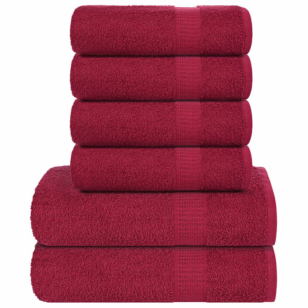 Towel set 6 pieces 100% cotton burgundy 360 gsm v7225 Vetonek