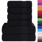 Vetonek Towel set 6 pieces 100% cotton black 360 gsm