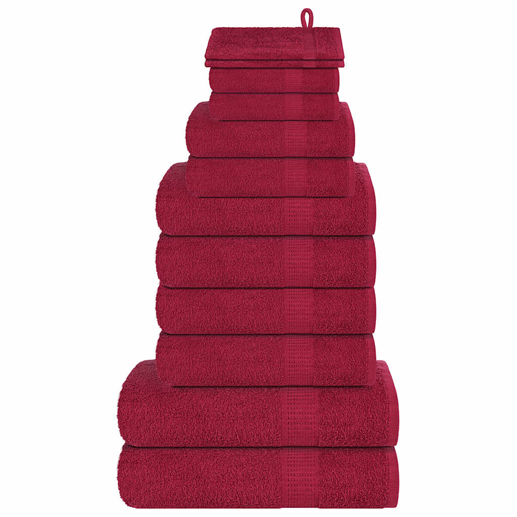 Towel set 12 pieces 100% cotton burgundy 360 gsm v7393 Vetonek