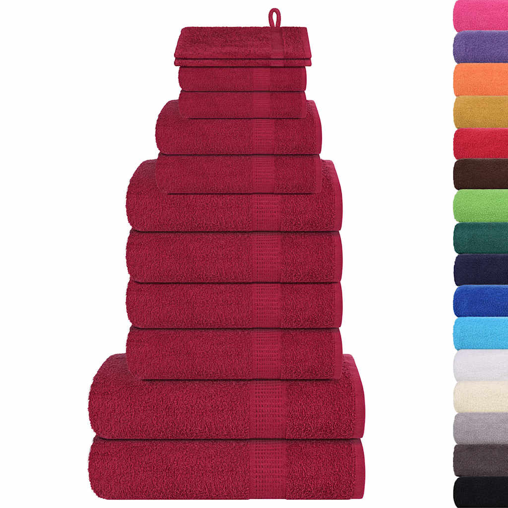 Vetonek Towel set 12 pieces 100% cotton burgundy 360 gsm