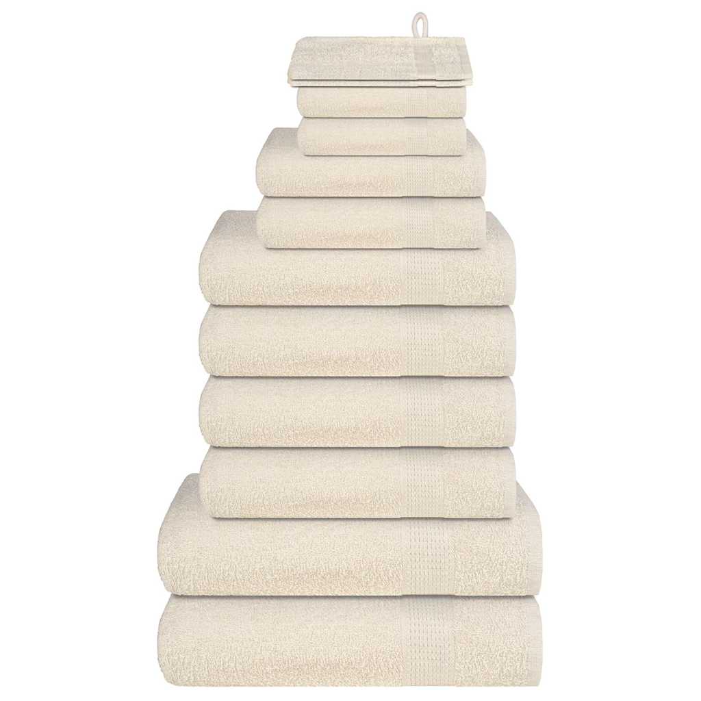 Towel set 12 pieces 100% cream cotton 360 gsm v7508 Vetonek