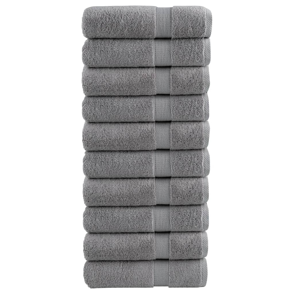 Toallas de baño SOLUND 10 unidades gris 100x150 cm 600 gsm