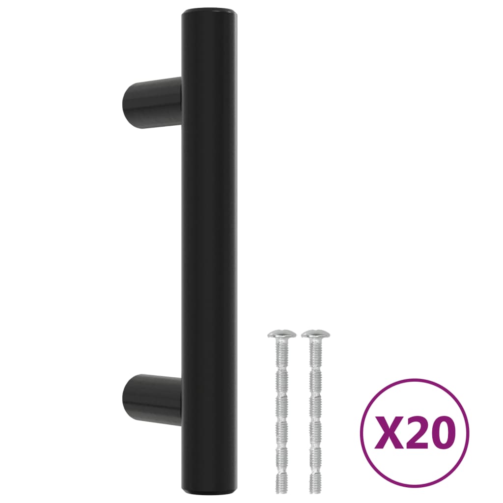 Tiradores para armarios 20 uds acero inoxidable negro 64 mm