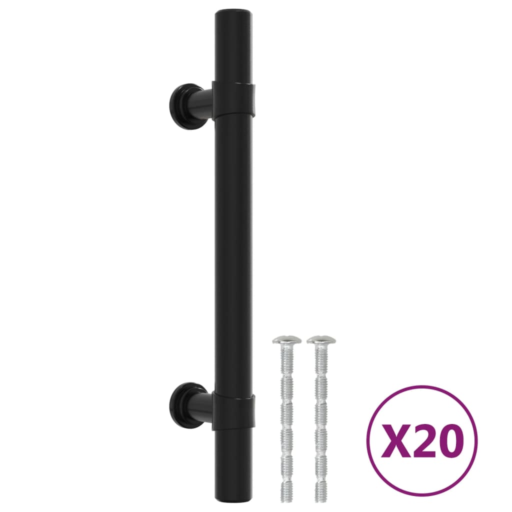 Tiradores para armarios 20 uds acero inoxidable negro 96 mm