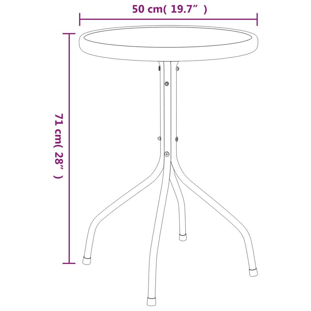 Juego de comedor para jardín 3 piezas acero negro vidaXL