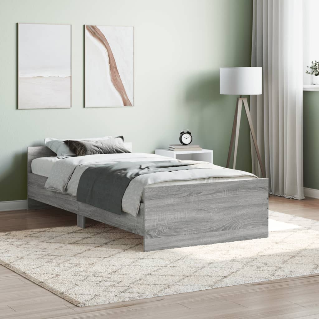 Vetonek Estructura de cama madera de ingeniería gris Sonoma 90x200 cm