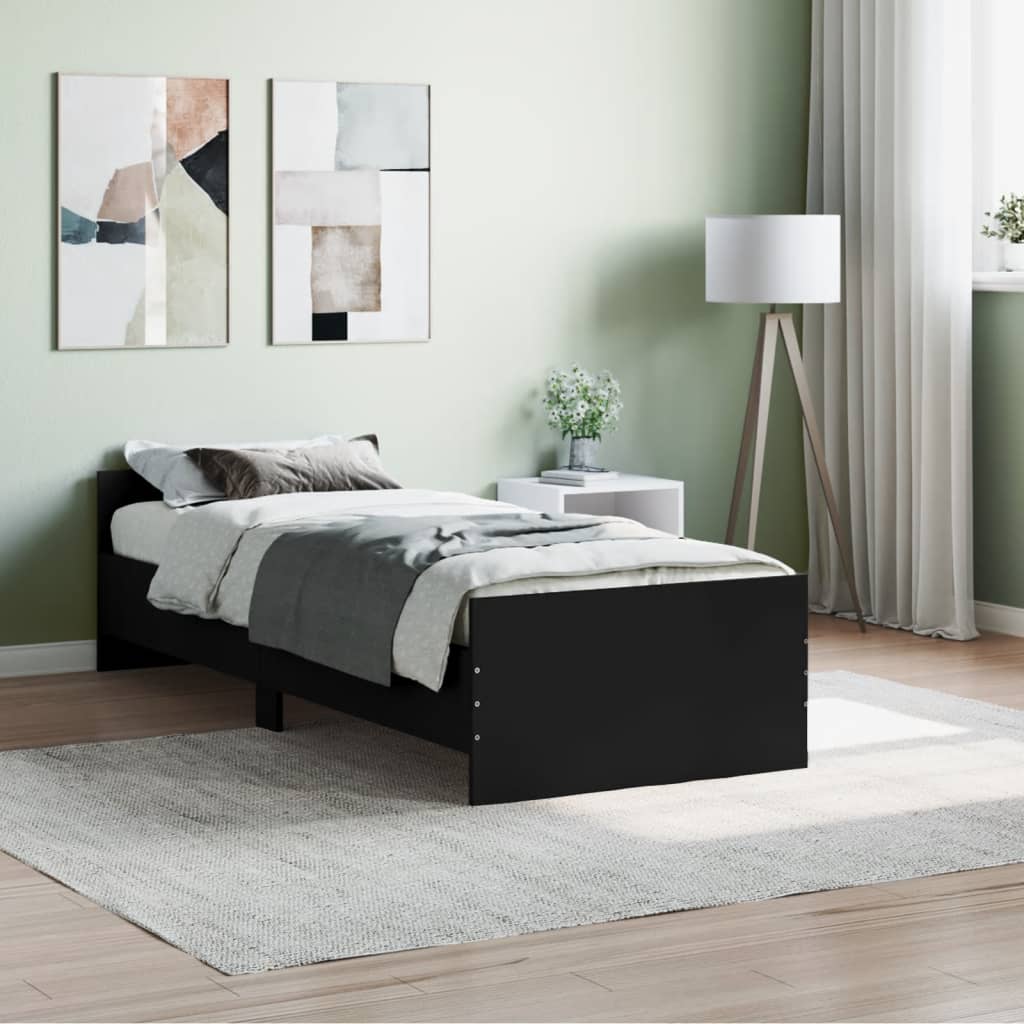 Vetonek Estructura de cama madera de ingeniería negra 75x190 cm