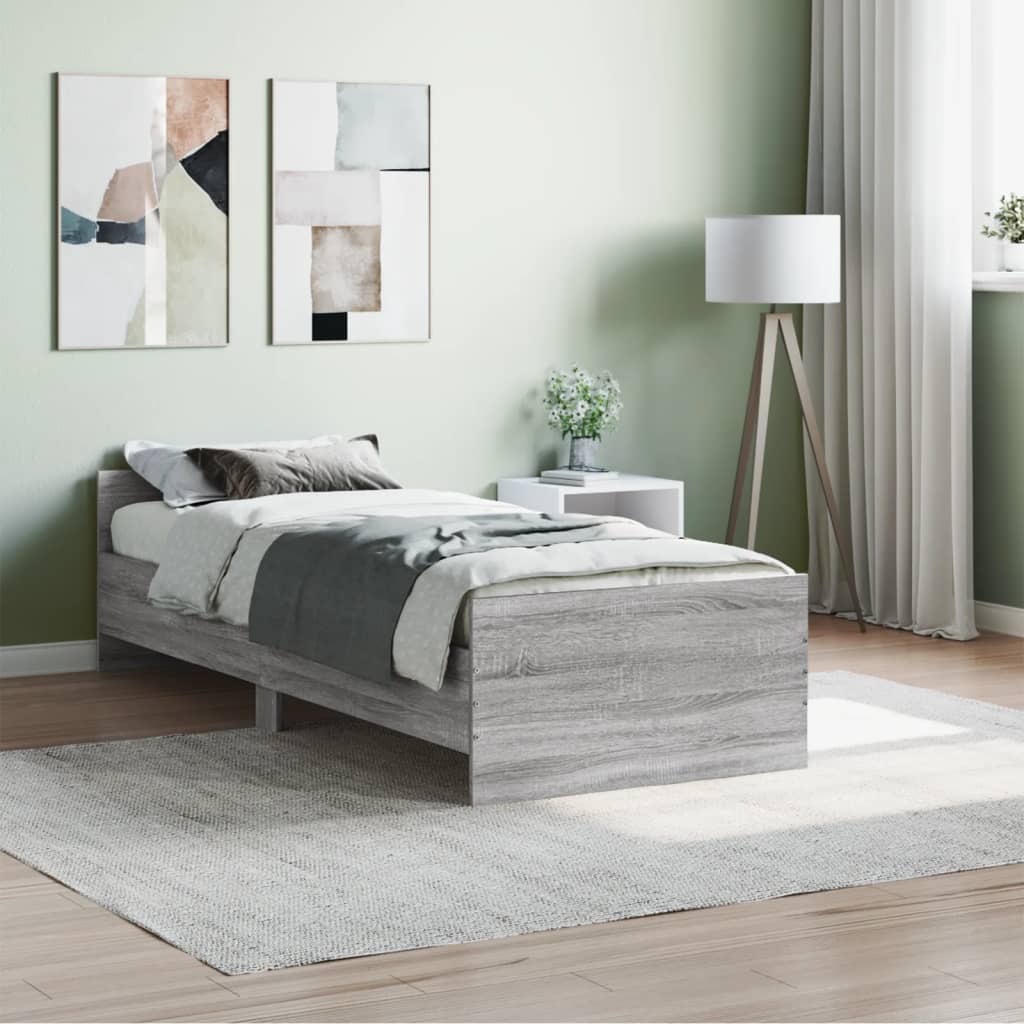 Vetonek Estructura de cama madera de ingeniería Sonoma gris 75x190 cm