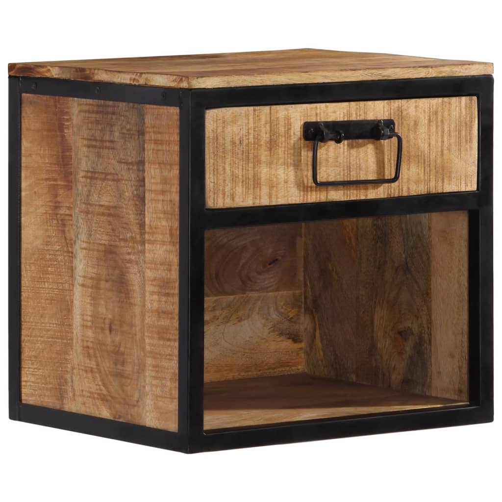 Vetonek Mesita de noche madera maciza de mango 40x35x40 cm