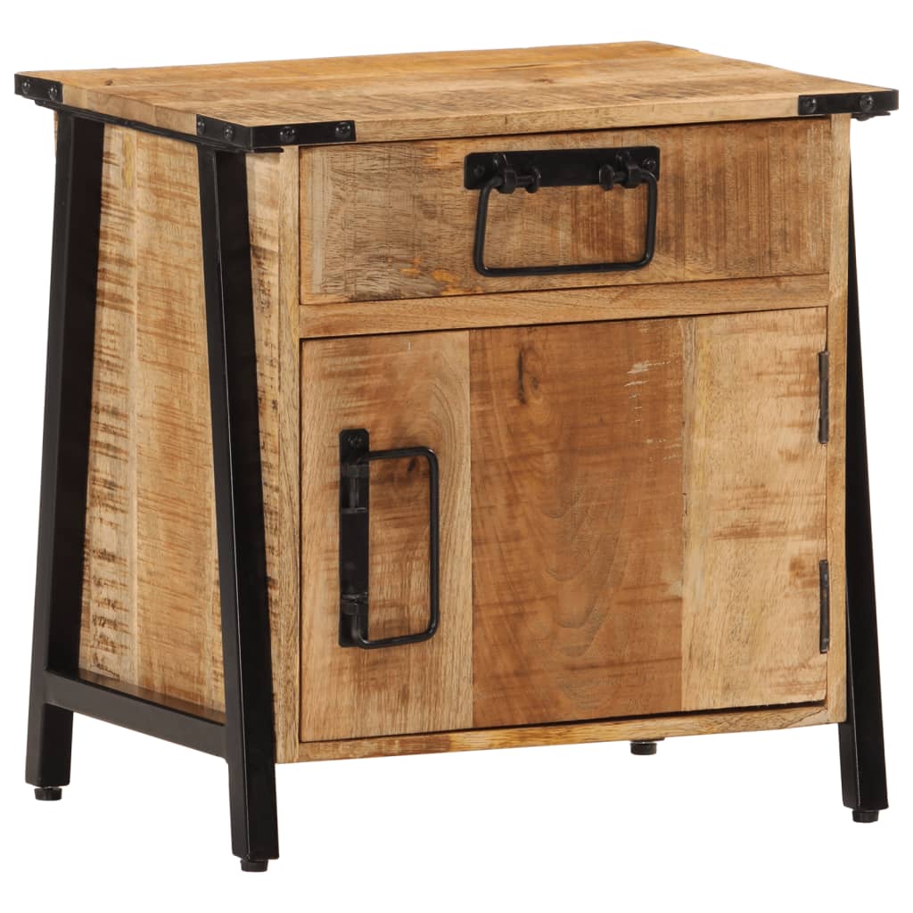 Vetonek Mesita de noche madera maciza de mango 40x30x42 cm