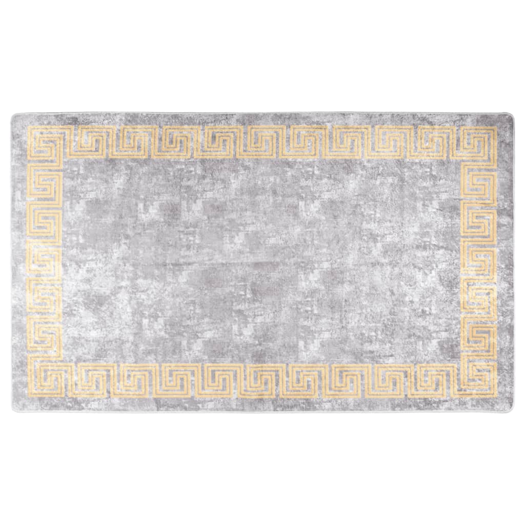 Vetonek Alfombra lavable antideslizante gris y dorado 120x170 cm