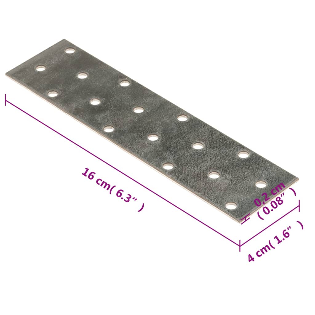 Piastre perforate 60 UDS galvanizzato in acciaio 2 mm 160x40 mm