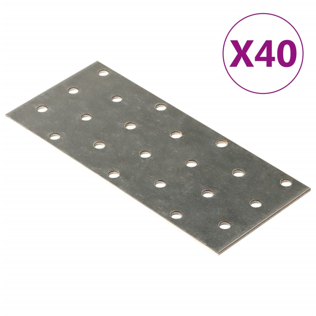 Vetonek Placas perforadas 40 uds acero galvanizado 2 mm 140x60 mm