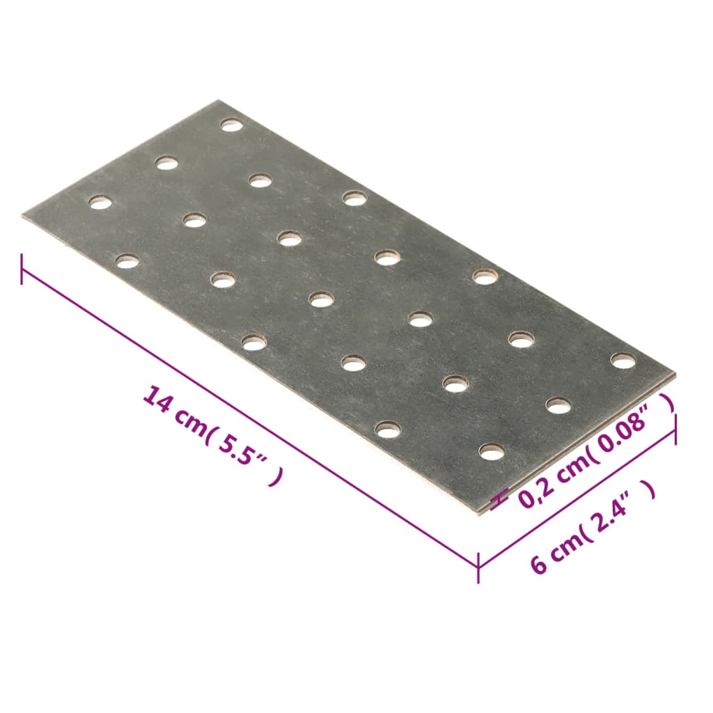 Piastre perforate 40 UDS galvanizzato in acciaio 2 mm 140x60 mm