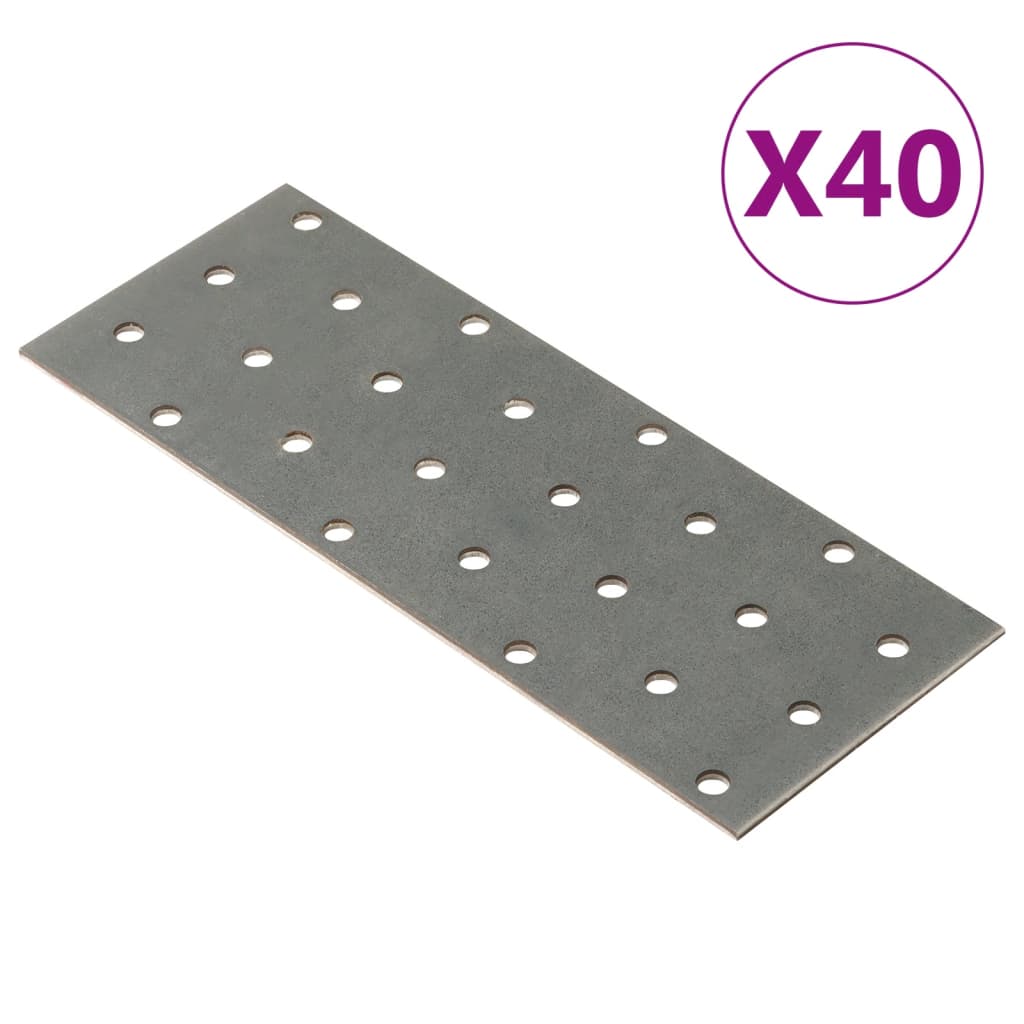 Vetonek Placas perforadas 40 uds acero galvanizado 2 mm 160x60 mm