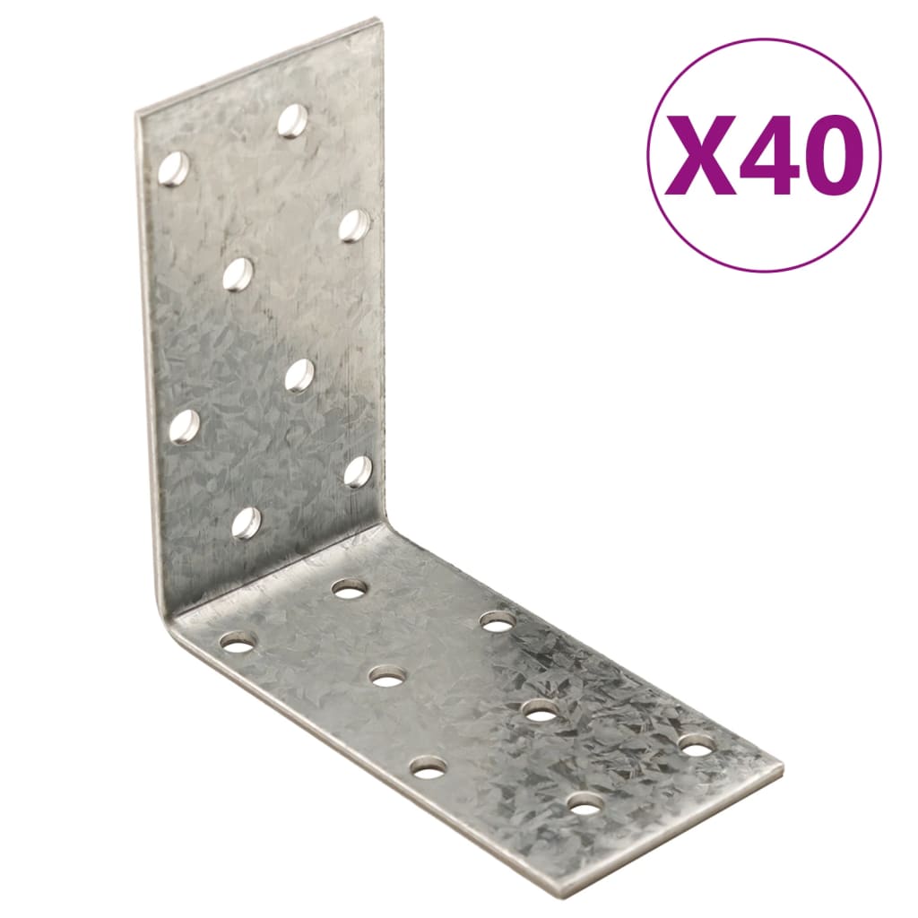 Vetonek Escuadra angular 40 uds acero galvanizado 2 mm 80x40x80 mm