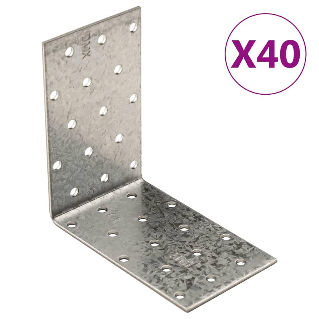 Vetonek Escuadra angular 40 uds acero galvanizado 2 mm 100x60x100 mm